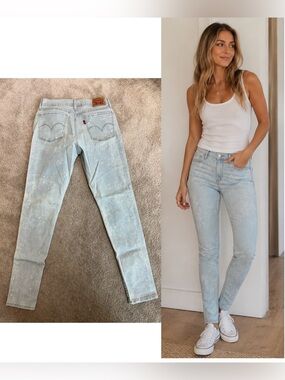 Levi’s Women’s 710 Super Skinny Light Blue Skinny Jeans Sz 30 paint splatter